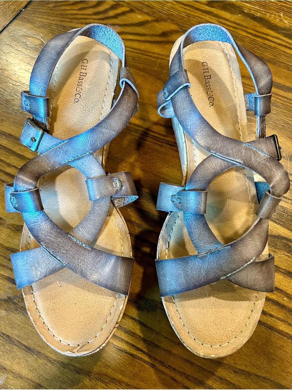 G.H. Bass & Co. Women's Leather Crisscross Strap Sandals, Size 8
